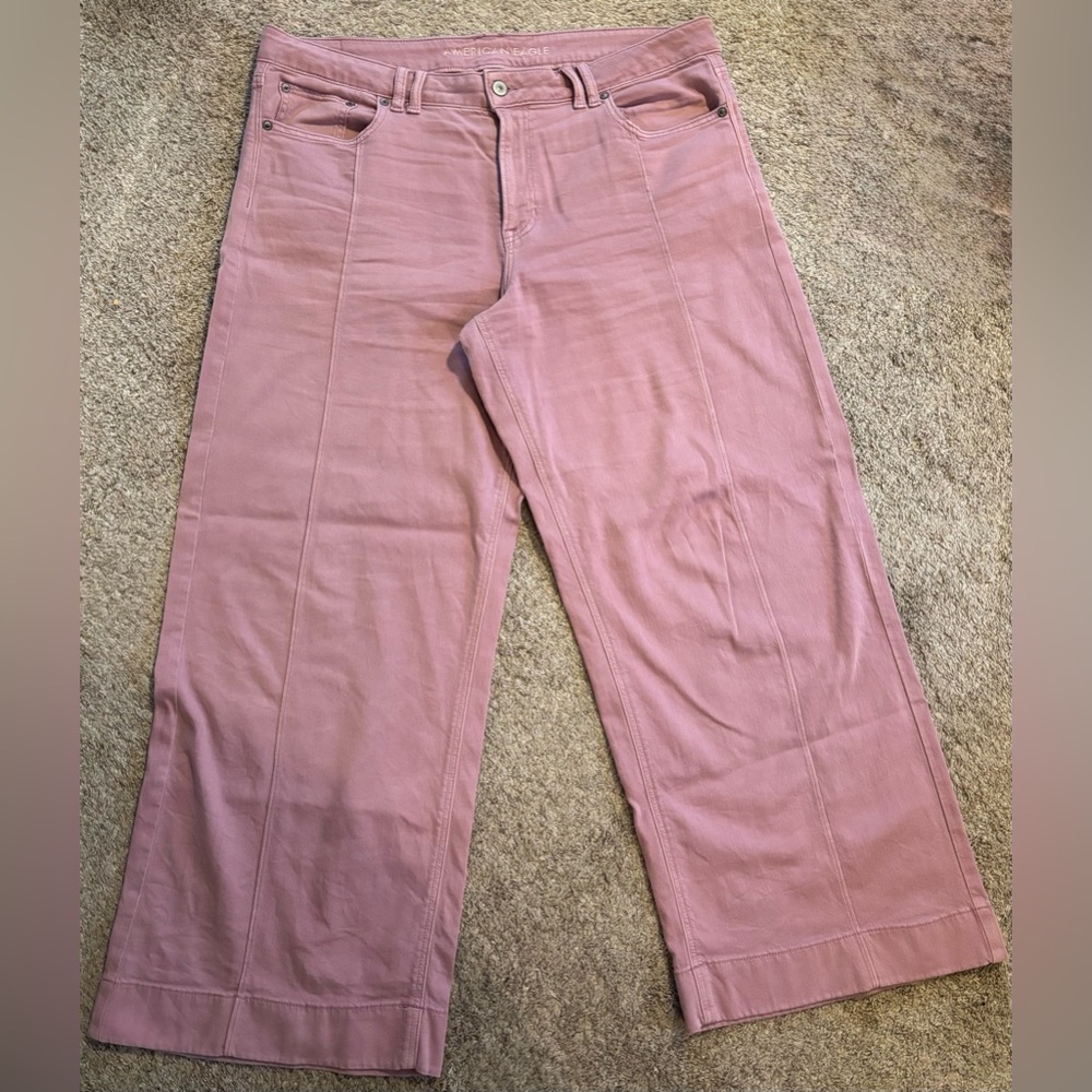 American Eagle Outfitters Women’s Super  High-Rise Baggy Wide Leg Mauve Pants